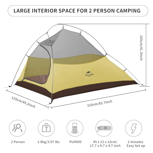 Naturehike Cloud up 2 Campingzelt Ultraleichtes Zelt 2 Personen 3-4 Saison Wasserdichtes Zelt für Rucksack Wandern
