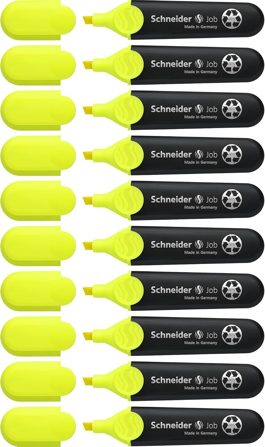Schneider Job 150 Textmarker (aus recyceltem Kunststoff, ausgezeichnet mit Der blaue Engel) 10er Pack gelb