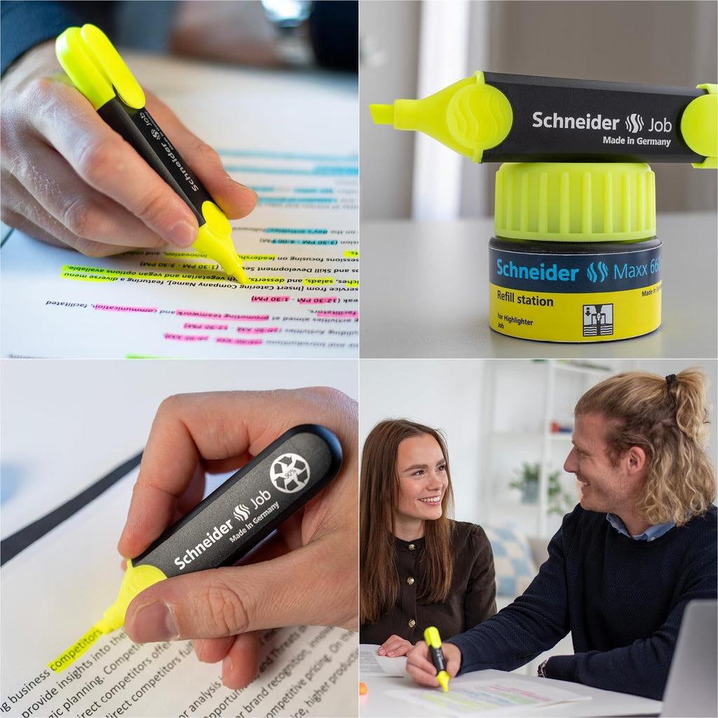 Schneider Job 150 Textmarker (aus recyceltem Kunststoff, ausgezeichnet mit Der blaue Engel) 10er Pack gelb
