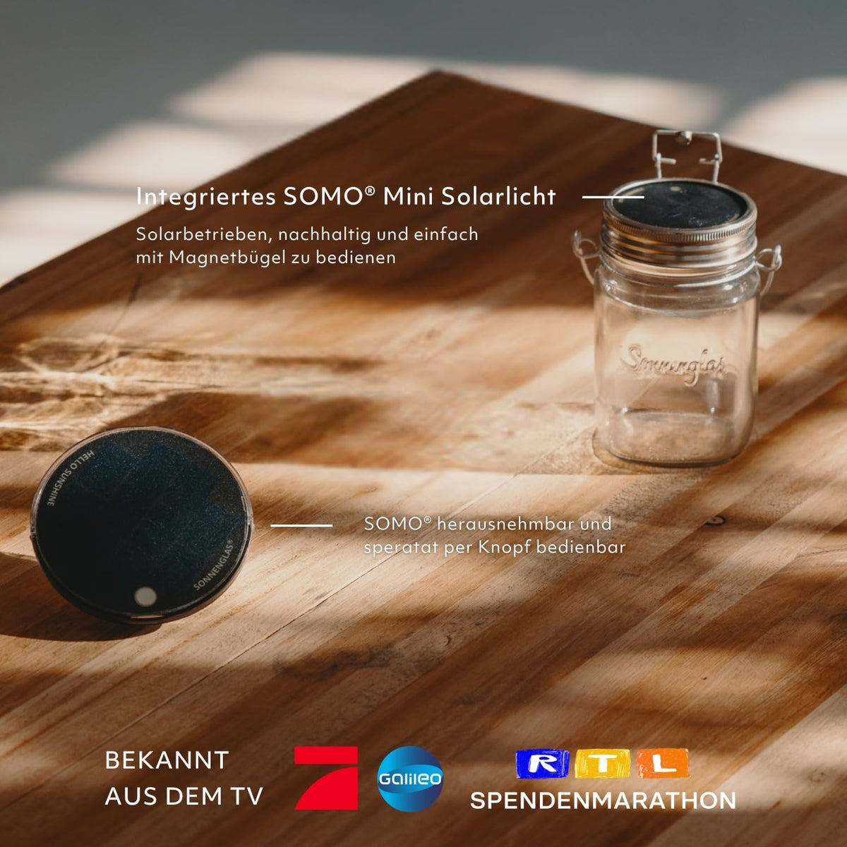 SONNENGLAS® Sonnenlaterne Mini Original (250ml · inkl. SOMO Solarlicht)