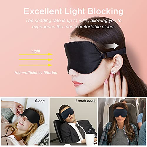 Audamp Schlafmaske mit verstellbarem Band, weich und leicht (Schwarz)