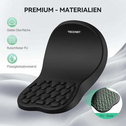 TECKNET Ergonomisches Mauspad, Memory-Schaum Mousepad mit Handauflage