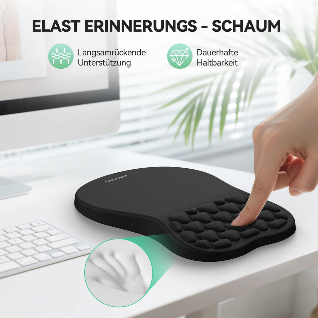 TECKNET Ergonomisches Mauspad, Memory-Schaum Mousepad mit Handauflage