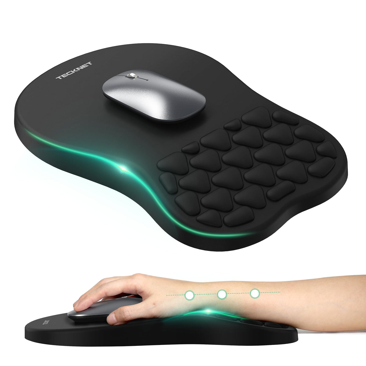 TECKNET Ergonomisches Mauspad, Memory-Schaum Mousepad mit Handauflage