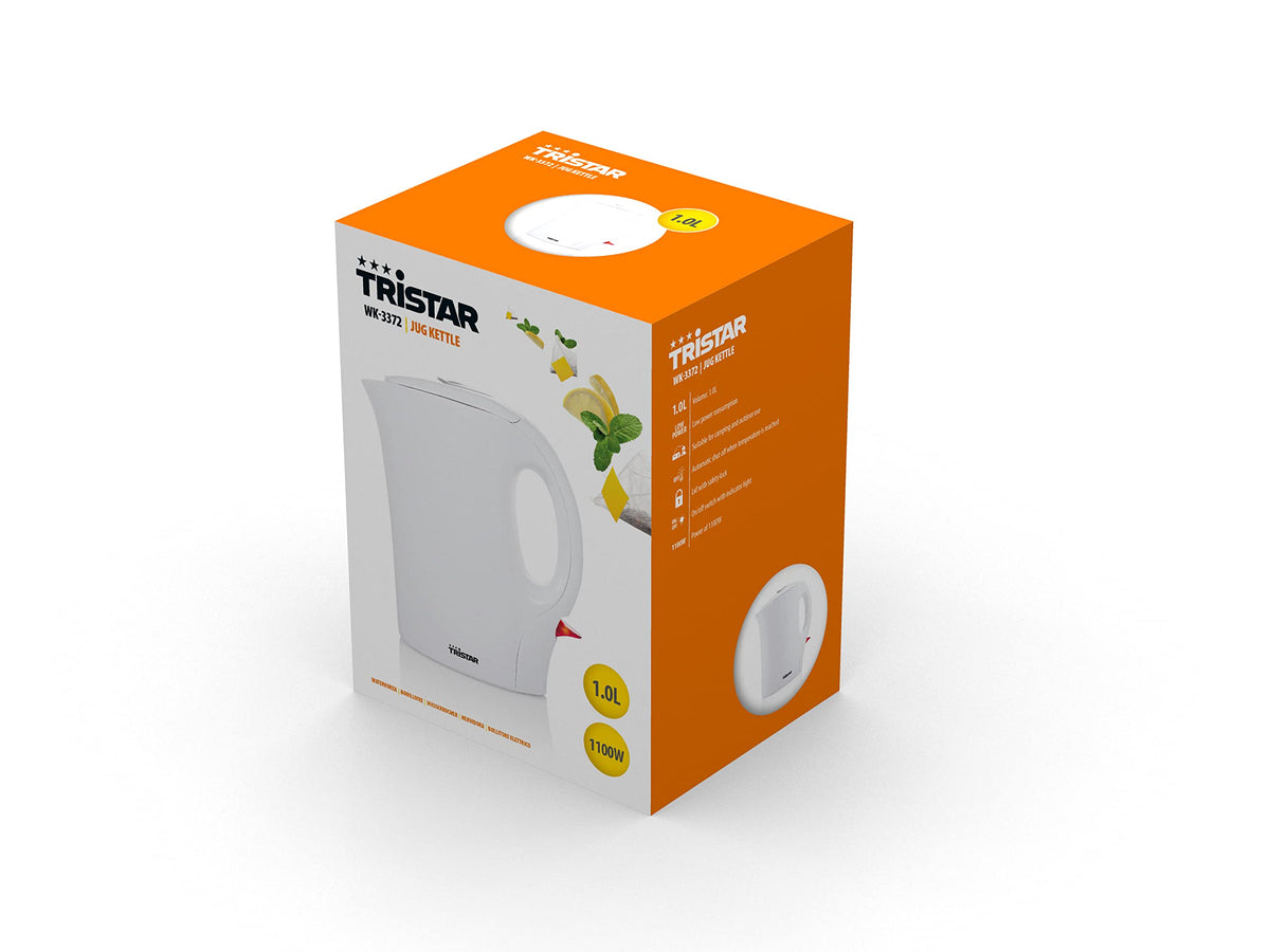 Tristar Wasserkocher, 1 L, 1100 W, Kalkfilter, Weiß [WK-3372]