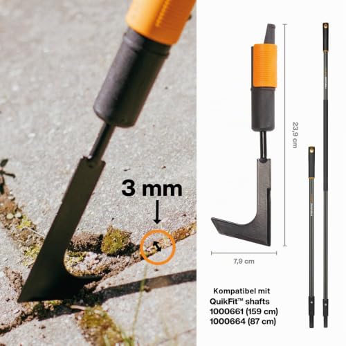 Fiskars Fugenkratzer, Fugenreiniger, Gerätekopf, Länge: 25 cm, Breite: 7 cm, Stahl-Klinge, Schwarz/Orange, QuikFit, 1000687