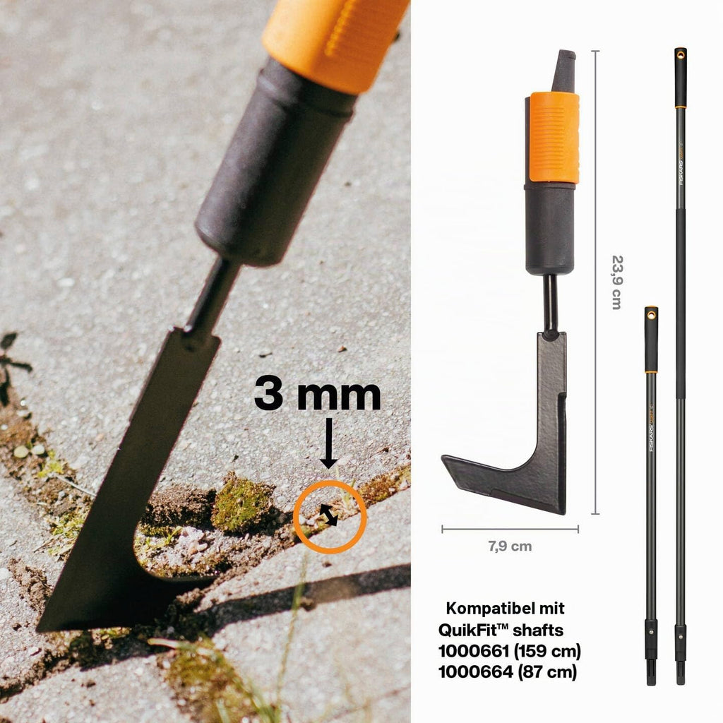 Fiskars Fugenkratzer, Fugenreiniger, Gerätekopf, Länge: 25 cm, Breite: 7 cm, Stahl-Klinge, Schwarz/Orange, QuikFit, 1000687