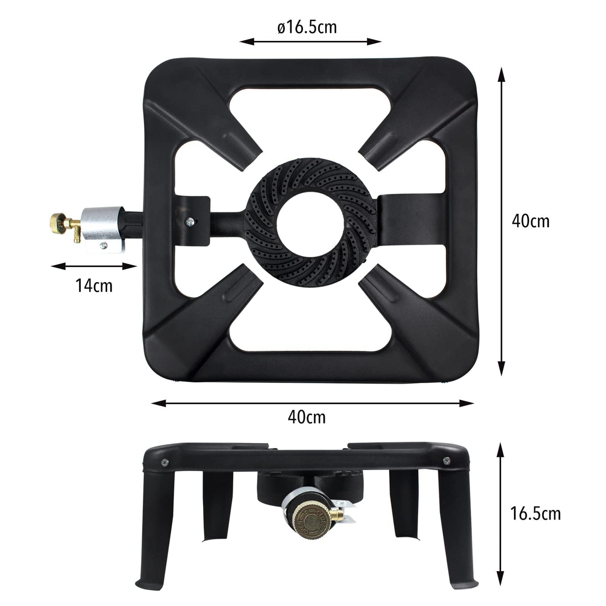 BACOENG Hockerkocher Gas 10KW, Campingkocher Inklusive 1.5 m Schlauch und 50 mbar Druckregler