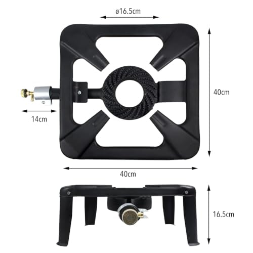 BACOENG Hockerkocher Gas 10KW, Campingkocher Inklusive 1.5 m Schlauch und 50 mbar Druckregler