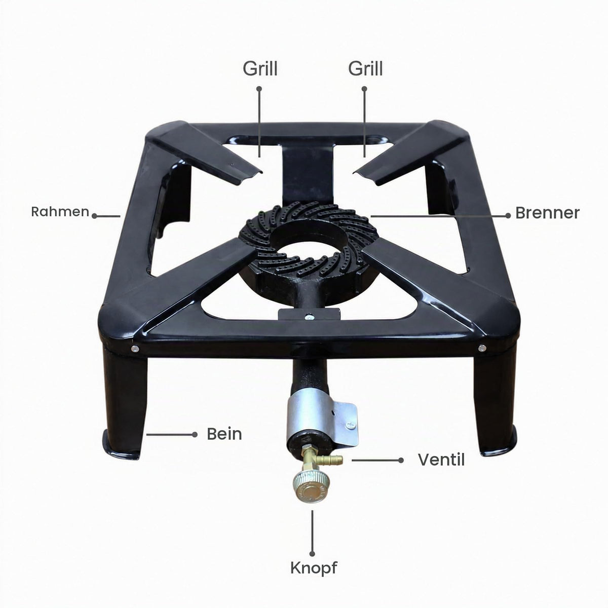 BACOENG Hockerkocher Gas 10KW, Campingkocher Inklusive 1.5 m Schlauch und 50 mbar Druckregler