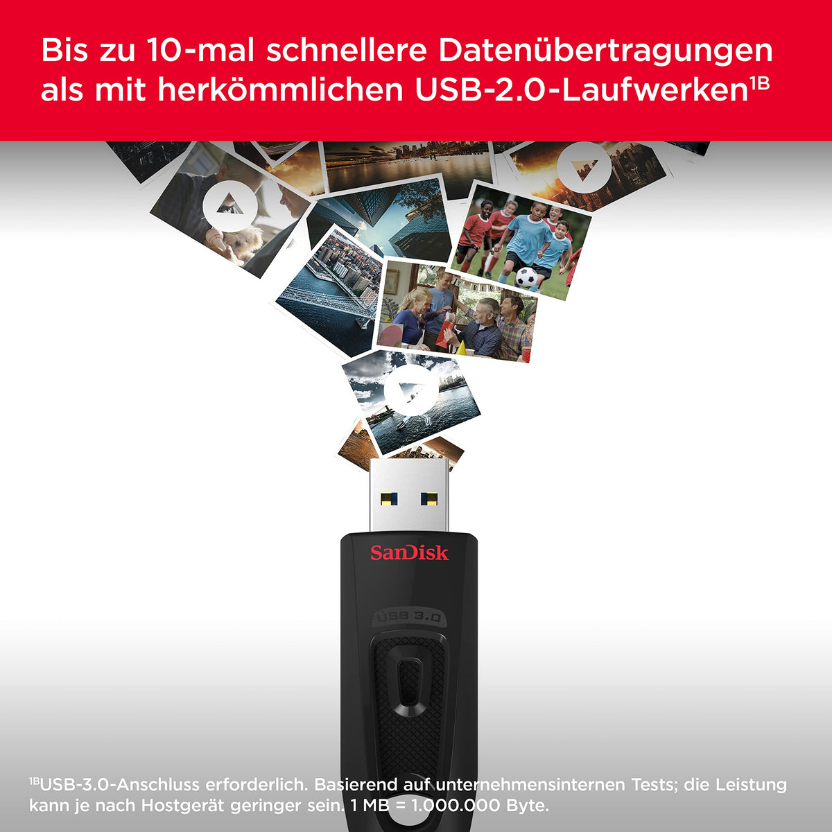 SanDisk Ultra USB 3.0 Flash-Laufwerk 256 GB (SecureAccess Software, Passwortschutz, Übertragungsgeschwindigkeit von bis zu 130 MB/s) Schwarz