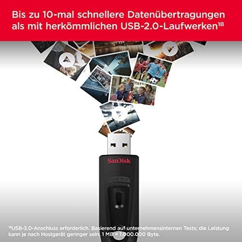 SanDisk Ultra USB 3.0 Flash-Laufwerk 256 GB (SecureAccess Software, Passwortschutz, Übertragungsgeschwindigkeit von bis zu 130 MB/s) Schwarz