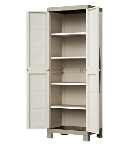 Keter Excellence Kunststoffschrank, hoch, BxTxH: 65x45x182cm, beige/taupe, inkl. 4 höhenverstellbaren Einlegeböden