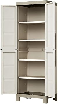 Keter Excellence Kunststoffschrank, hoch, BxTxH: 65x45x182cm, beige/taupe, inkl. 4 höhenverstellbaren Einlegeböden