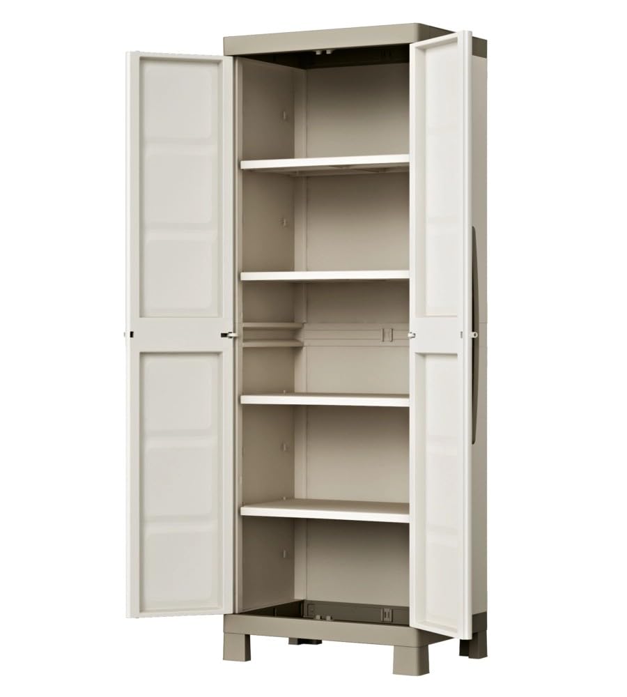 Keter Excellence Kunststoffschrank, hoch, BxTxH: 65x45x182cm, beige/taupe, inkl. 4 höhenverstellbaren Einlegeböden