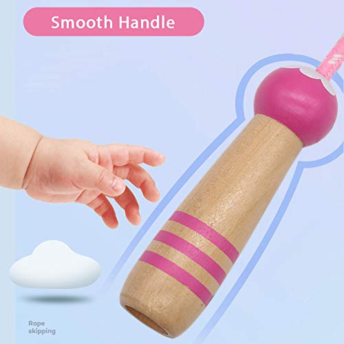 Sprungseil Kinder Verstellbare, Kinder Springseil mit Holzgriff, Hüpfseil Seilspringen Kinder Baumwolle, Kids Skipping Rope Geschenke für Jungen und Mädchen
