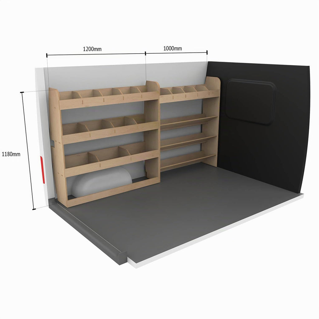 Vanify - Kompatibel mit Ford Transit Custom L2 2012+ Fahrzeugeinrichtung Fahrzeugregale, Werkzeugkasten und hinteres Regal