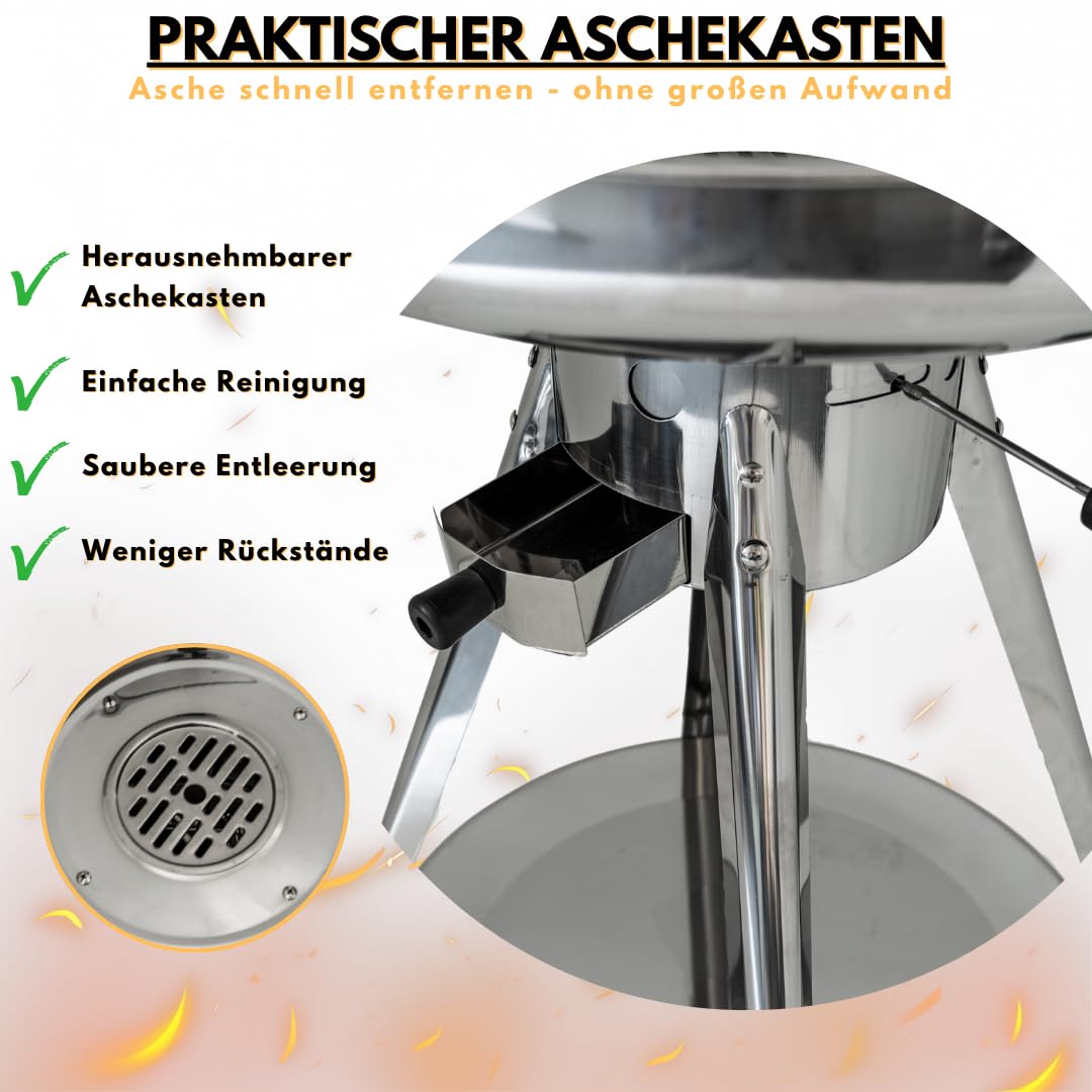 Aktiva Holzkohlegrill Rundgrill – Edelstahl Grill mit Belüftung – Outdoorgrill mit Edelstahl Grillrost – Garten Holzkohlegrill Ibiza