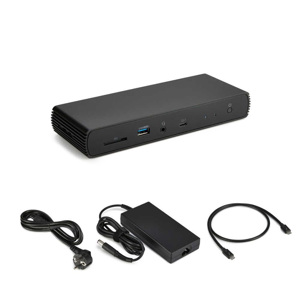 Amazon Basics Thunderbolt 4/USB 4 Pro-Dockingstation, 2 x TBT4, 1 x HDMI 2.1, 3 x USB A 3.1, RJ45, Dual-Display, Schwarz, 19,96 x 7,5 x 3,12 cm