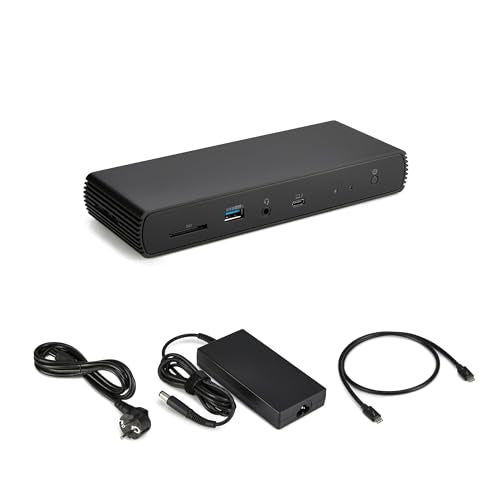 Amazon Basics Thunderbolt 4/USB 4 Pro-Dockingstation, 2 x TBT4, 1 x HDMI 2.1, 3 x USB A 3.1, RJ45, Dual-Display, Schwarz, 19,96 x 7,5 x 3,12 cm
