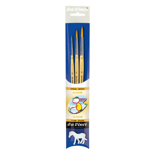 da Vinci, JUNIOR Synthetics, Serie 4212, Set, elastische Goldfarbene Synthetikfasern, Gouache, Tempera, Für Papier & Karton, Hobby, Schule, Made in Germany, Größe 2, 5, 8