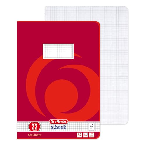 Herlitz Schulheft x.book A4, kariert, Lineatur 22, 16 Blatt, 10 Stück