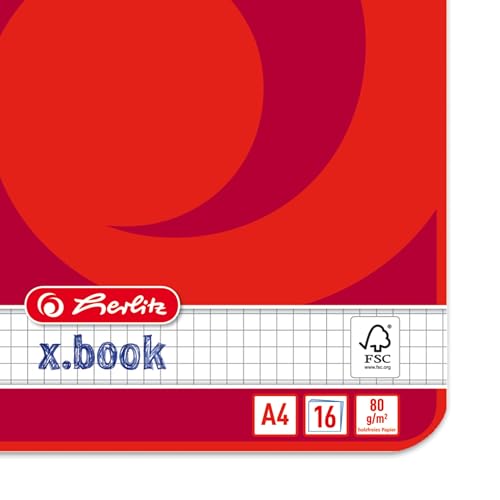 Herlitz Schulheft x.book A4, kariert, Lineatur 22, 16 Blatt, 10 Stück