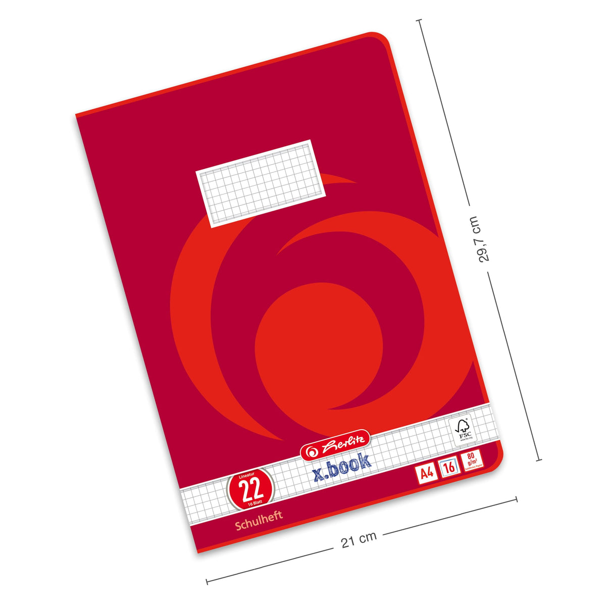 Herlitz Schulheft x.book A4, kariert, Lineatur 22, 16 Blatt, 10 Stück