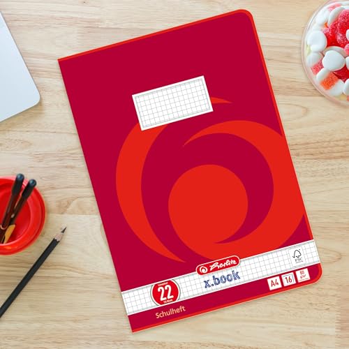 Herlitz Schulheft x.book A4, kariert, Lineatur 22, 16 Blatt, 10 Stück