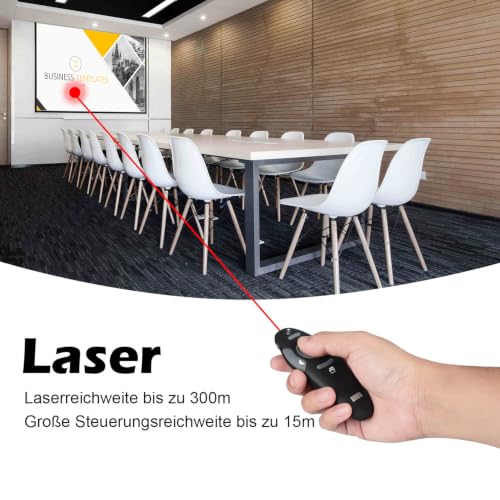 August LP205 Wireless Presenter 2.4GHz mit Highlighter, Shortcuts und Etui