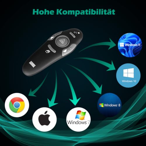 August LP205 Wireless Presenter 2.4GHz mit Highlighter, Shortcuts und Etui