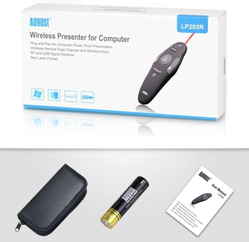 August LP205 Wireless Presenter 2.4GHz mit Highlighter, Shortcuts und Etui