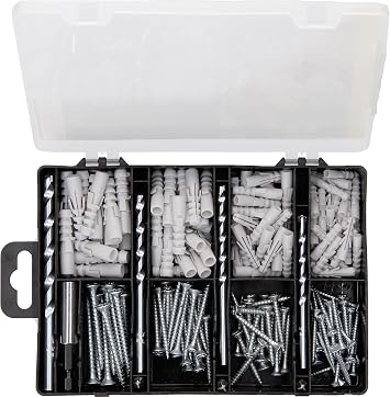 Bosch 173 tlg. Befestigungs Set (Dübel, Schrauben, Steinbohrer Ø 5-8 mm, Schrauberbits, Zubehör Bohrschrauber)