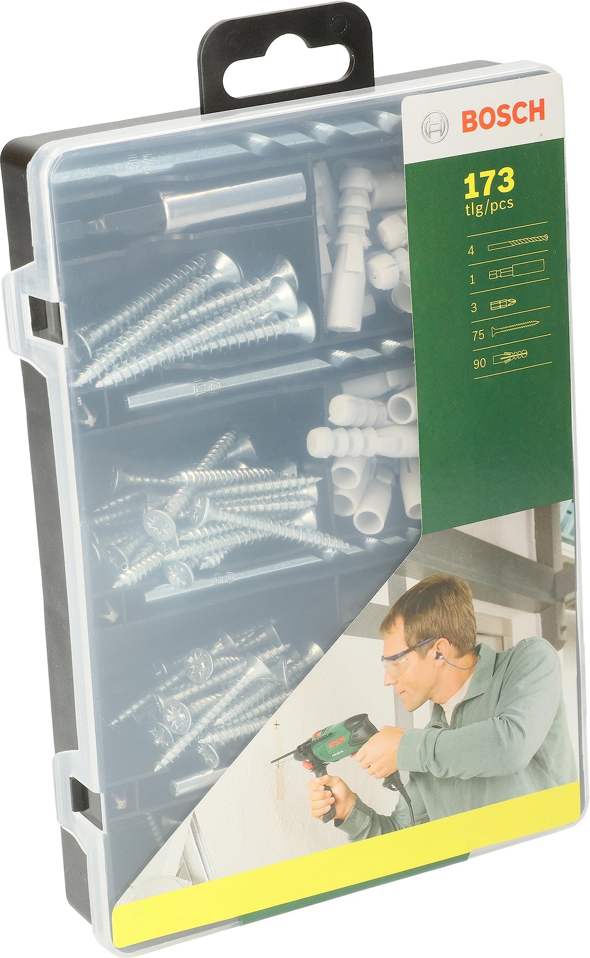 Bosch 173 tlg. Befestigungs Set (Dübel, Schrauben, Steinbohrer Ø 5-8 mm, Schrauberbits, Zubehör Bohrschrauber)
