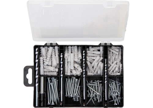Bosch 173 tlg. Befestigungs Set (Dübel, Schrauben, Steinbohrer Ø 5-8 mm, Schrauberbits, Zubehör Bohrschrauber)