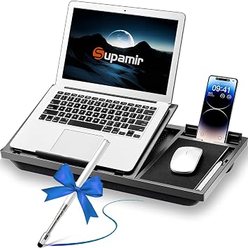Ecognomic Laptopkissen Knietablett, Laptop Unterlage Schoß für Bett & Sofa, Value Packed mit einem Tables Stylus Pen. Für Notebooks von 13 bis 16,5 Zoll