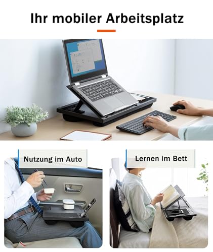 Ecognomic Laptopkissen Knietablett, Laptop Unterlage Schoß für Bett & Sofa, Value Packed mit einem Tables Stylus Pen. Für Notebooks von 13 bis 16,5 Zoll