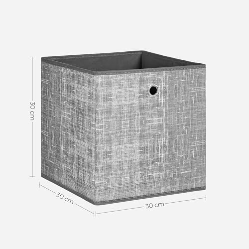 SONGMICS Aufbewahrungsbox, 6er Set, Ordnungsboxen aus Vliesstoff mit Griff, Boxen Aufbewahrung, 30 x 30 x 30 cm, Organizer Box, für Würfelregal, Faltbox, Kleideraufbewahrung, grau meliert RFB02LG-3