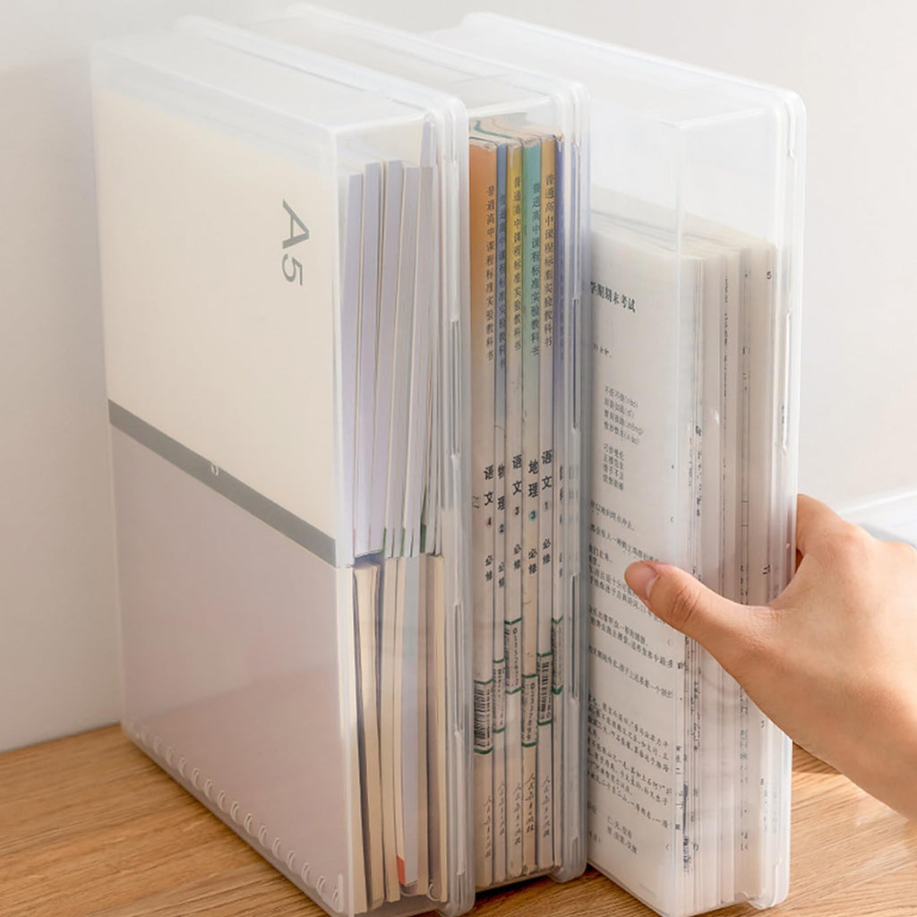 Stapelbare, durchsichtige Aufbewahrungsbox, großes Fassungsvermögen, Dokumenten Organizer, platzsparender Aktenbehälter für die Organisation von Schreibtischschränken, Bücheraufbewahrungsbehälter