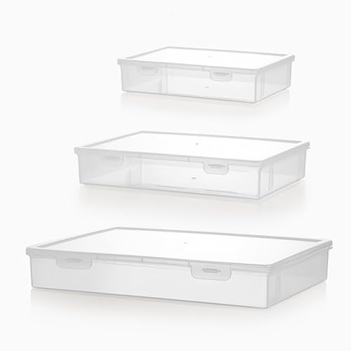 Stapelbare, durchsichtige Aufbewahrungsbox, großes Fassungsvermögen, Dokumenten Organizer, platzsparender Aktenbehälter für die Organisation von Schreibtischschränken, Bücheraufbewahrungsbehälter
