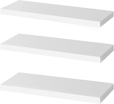 OUDIE Wandregal Weiß, 3er-Set Schweberegal, Moderne Weiss Wand Regal, Dekorative Wandregal, Verwendung für Wohnzimmer, Küche, Schlafzimmer, Büro, Flur und mehr