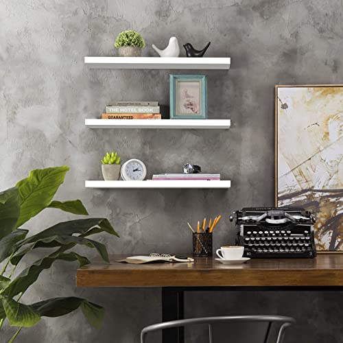 OUDIE Wandregal Weiß, 3er-Set Schweberegal, Moderne Weiss Wand Regal, Dekorative Wandregal, Verwendung für Wohnzimmer, Küche, Schlafzimmer, Büro, Flur und mehr