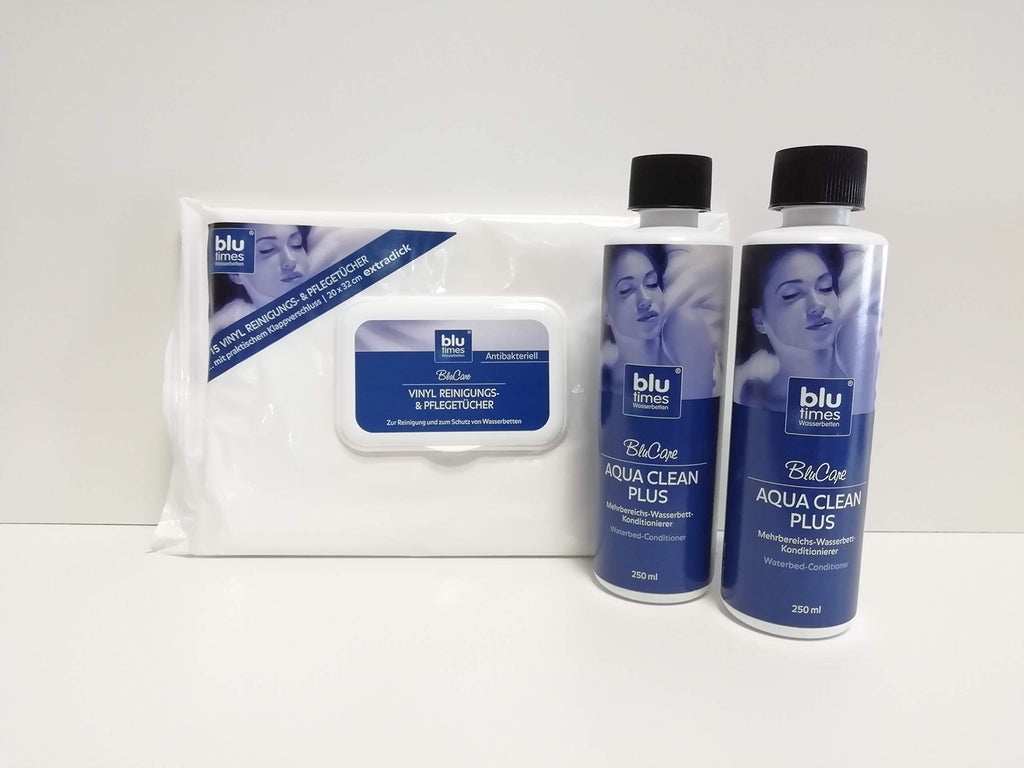 Wasserbett Konditionierer - Aqua Clean Plus (2er Sparpack) mit Vinyl - Reinigungstücher