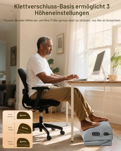 COMFIER Ergonomische Fußstütze für Schreibtisch mit Vibration und Wärme