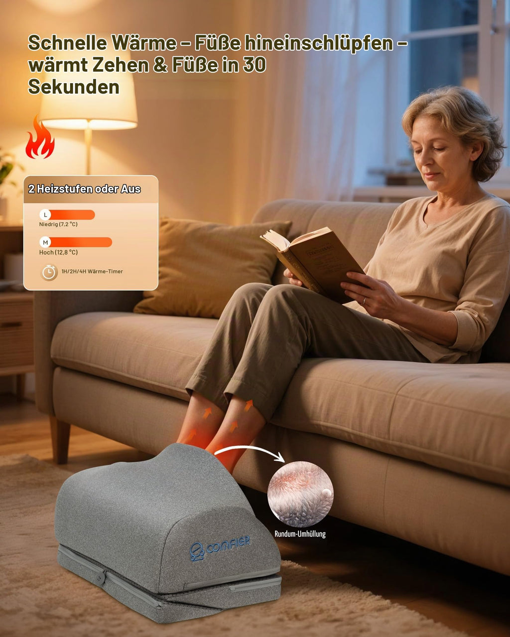 COMFIER Ergonomische Fußstütze für Schreibtisch mit Vibration und Wärme