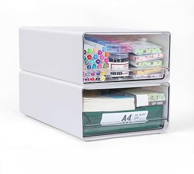 2 Stück Schreibtisch Schubladenbox A4, Büro Organizer Plastic