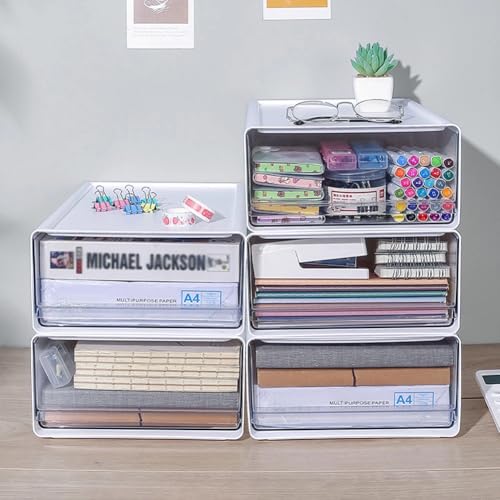 2 Stück Schreibtisch Schubladenbox A4, Büro Organizer Plastic