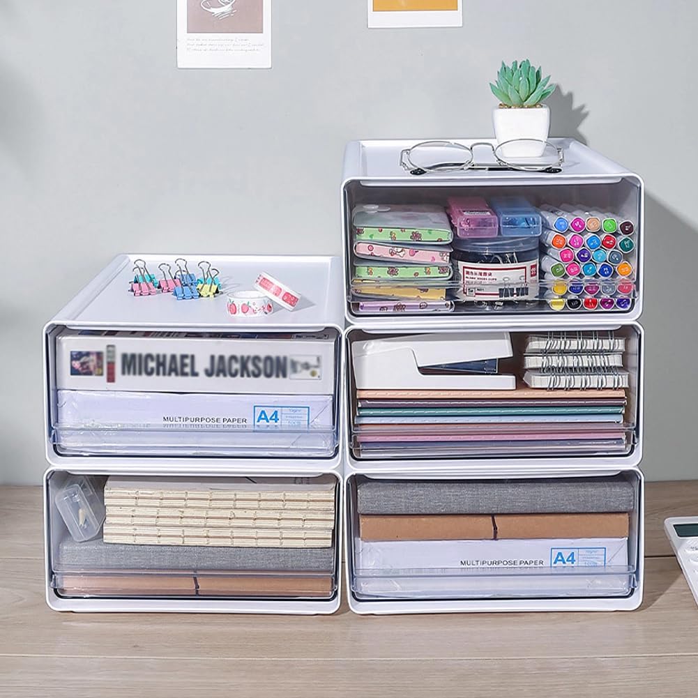 2 Stück Schreibtisch Schubladenbox A4, Büro Organizer Plastic