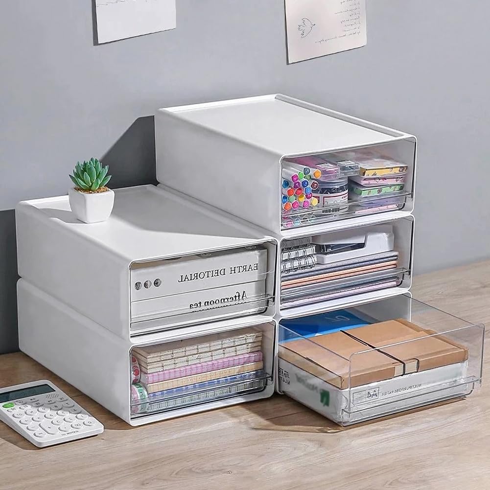 2 Stück Schreibtisch Schubladenbox A4, Büro Organizer Plastic