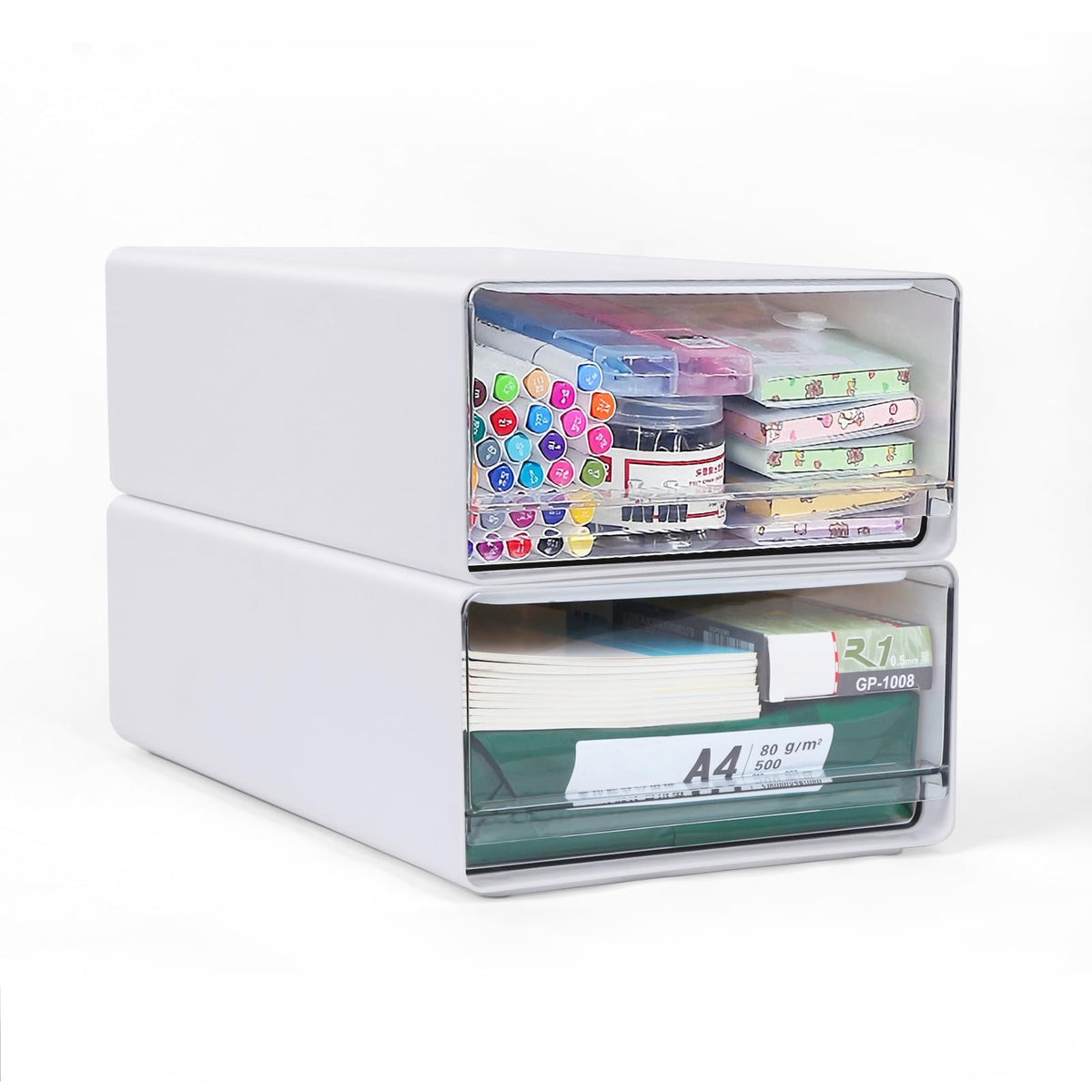 2 Stück Schreibtisch Schubladenbox A4, Büro Organizer Plastic